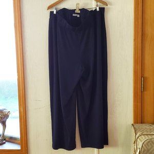 Susan Graver Essentials Liquid Knit Pull-on Pants Petite, P3X, Navy